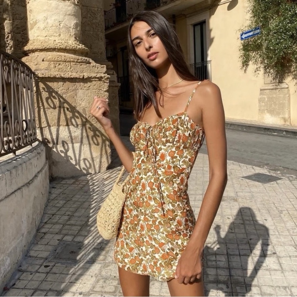 Realisation Par The Devon in 70's Floral Boho Silk Mini Dress Sz XS - Picture 9 of 17